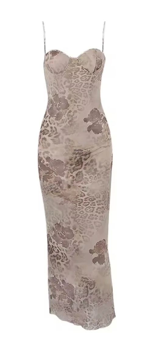 Black Floral Detail Formal Maxi Dress