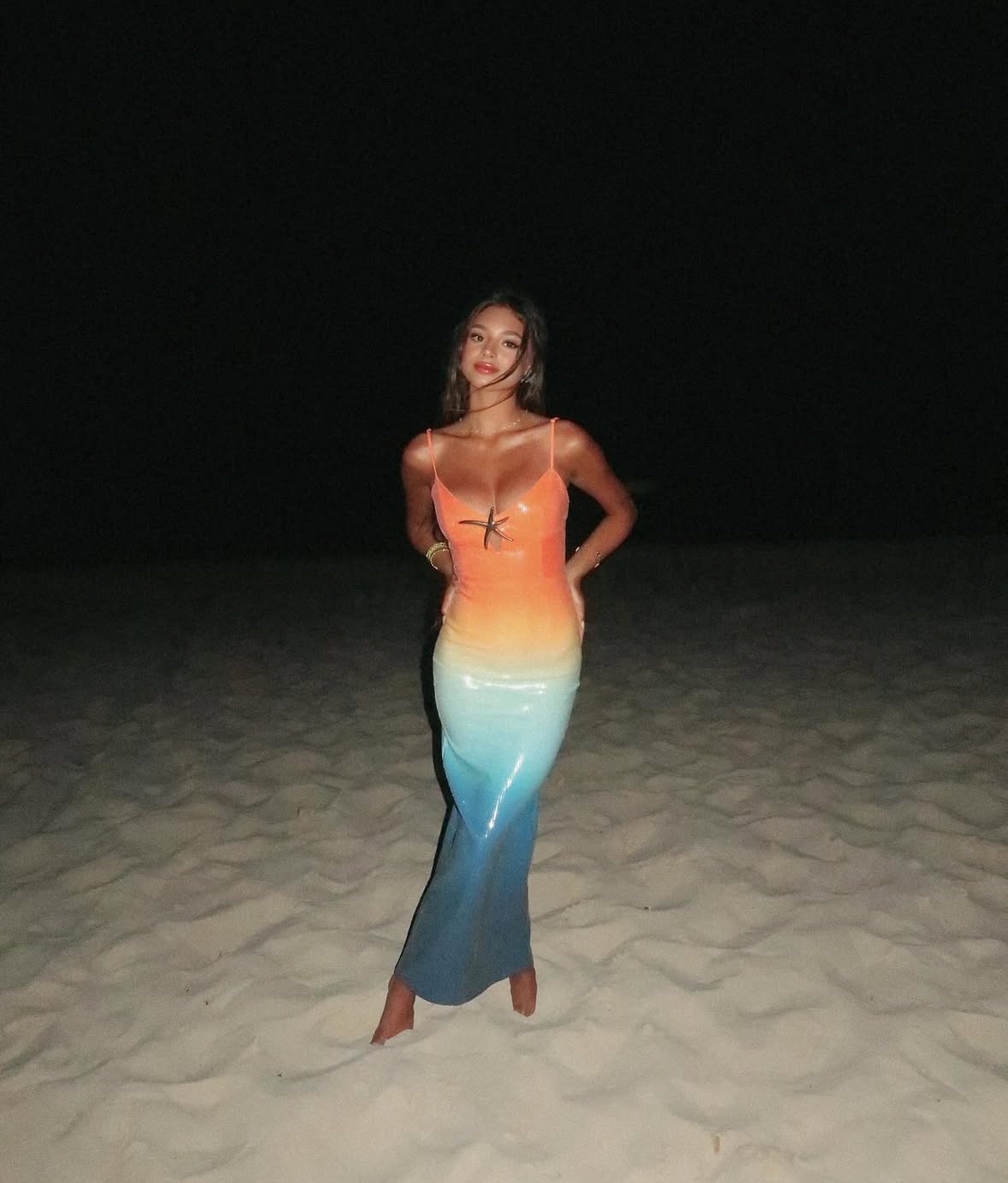 Gradient Color Holiday Vacation Bodycon Summer Maxi Dress