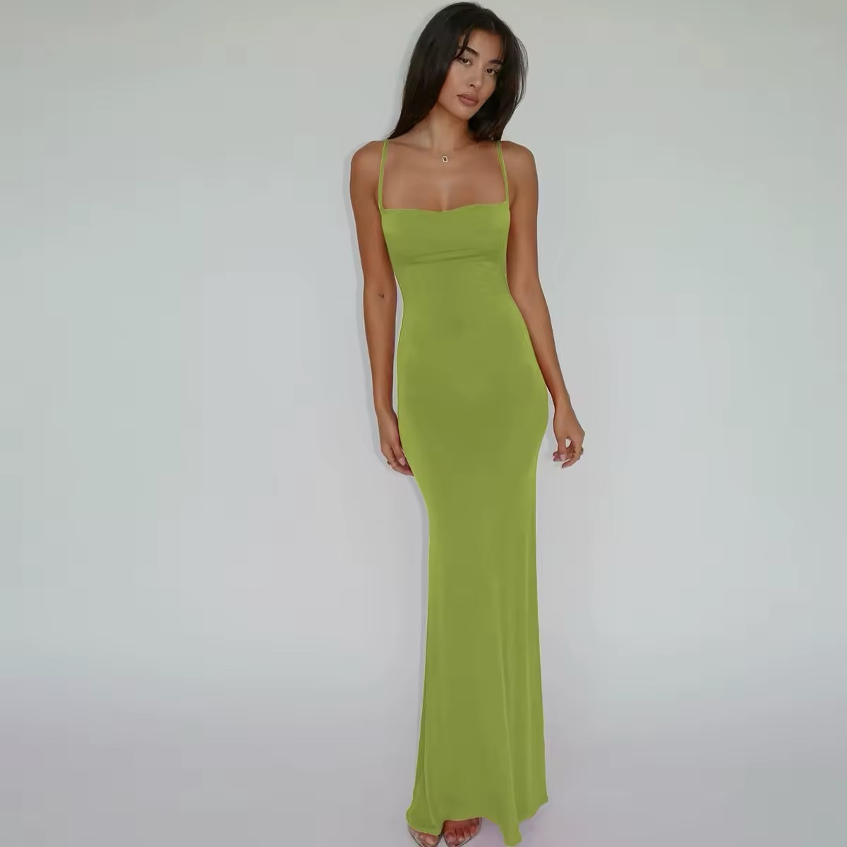 Sleeveless Spaghetti Strap Bodycon Maxi Dress