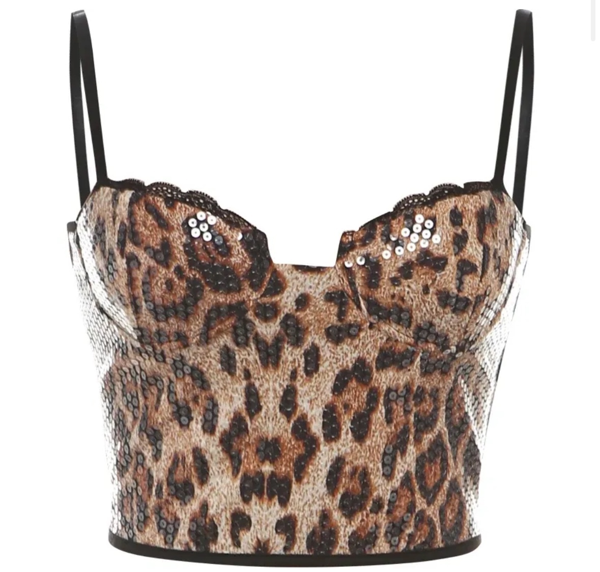 Leopard Print Camisole Sequin Crop Top