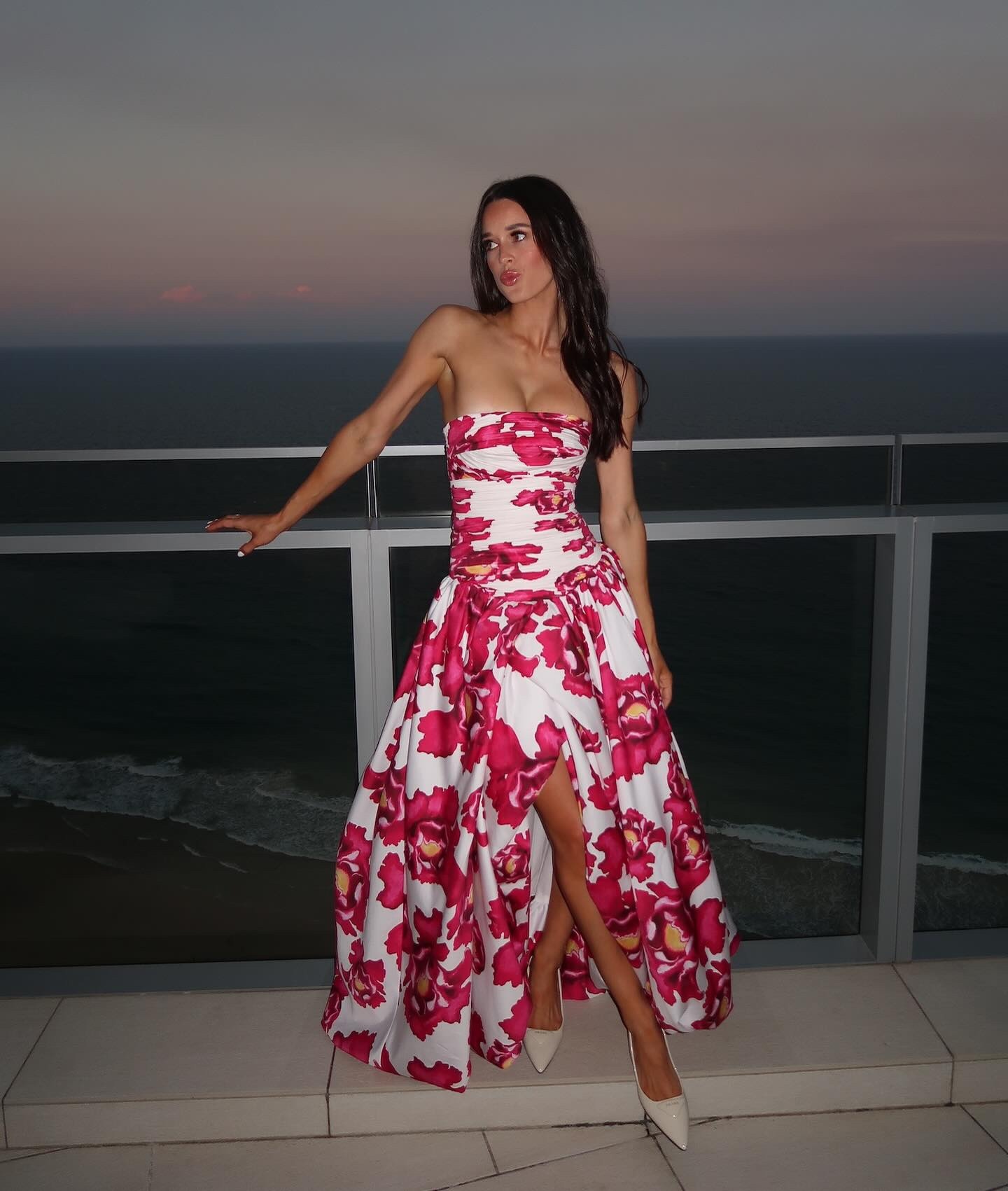 Strapless Printed Pattern Occasion Gown Maxi Dress