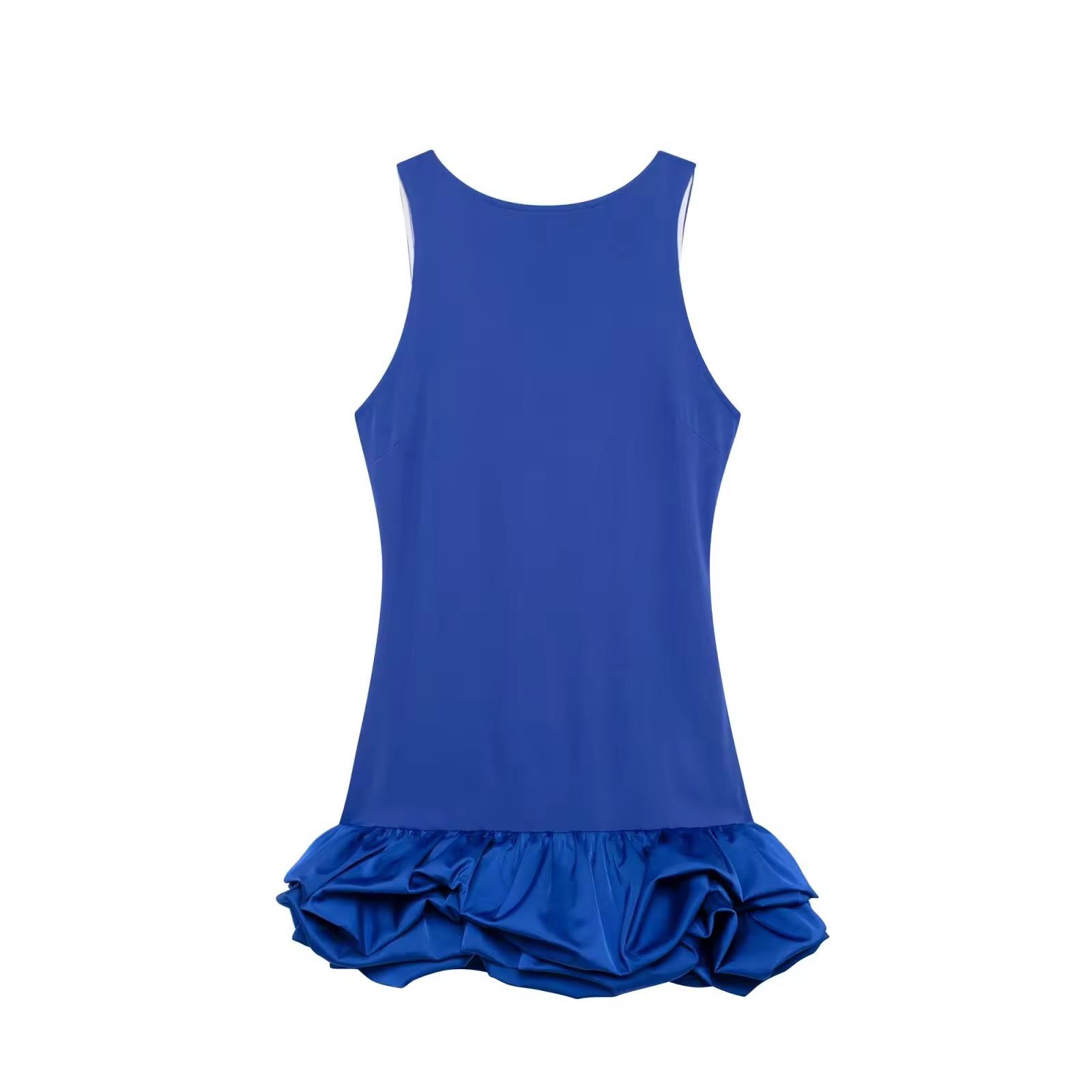 Bubble Hem Ruffle Sleeveless Mini Dress With Built in Shorts
