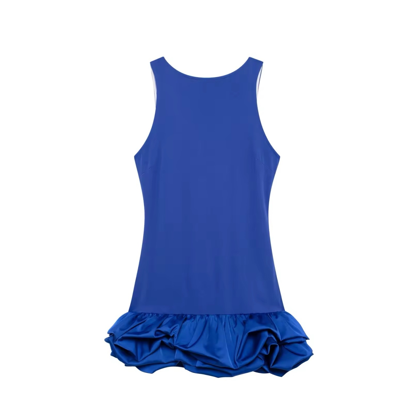 Bubble Hem Ruffle Sleeveless Mini Dress With Built in Shorts