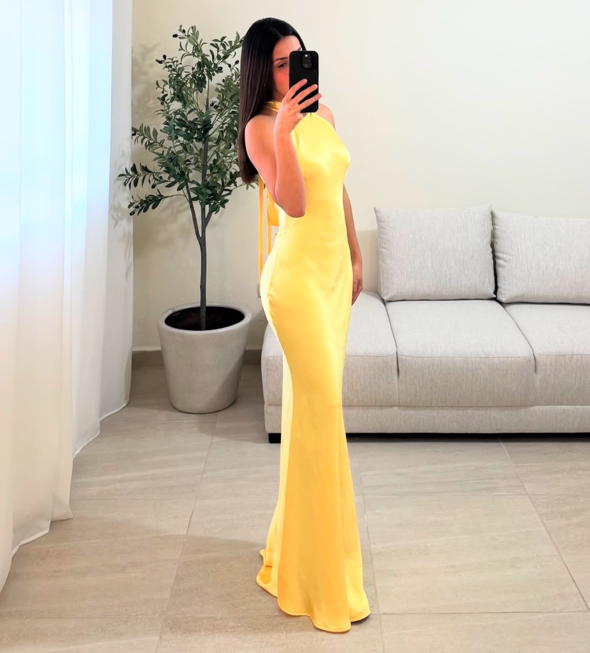Yellow Sleeveless Long Occasions Backless Maxi Dress