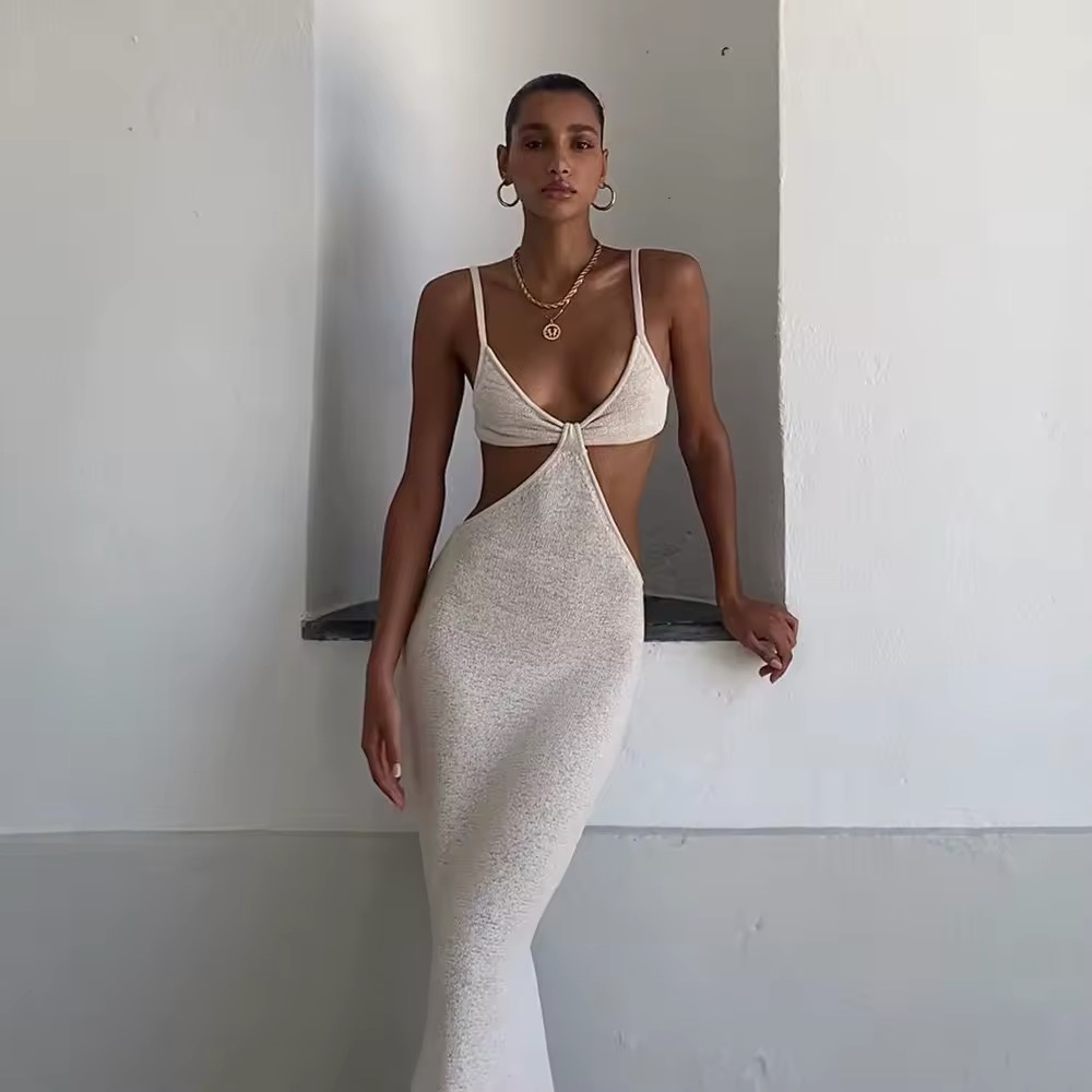 Sleeveless Cut Out Summer Holiday Bodycon Open Backless Maxi Dress