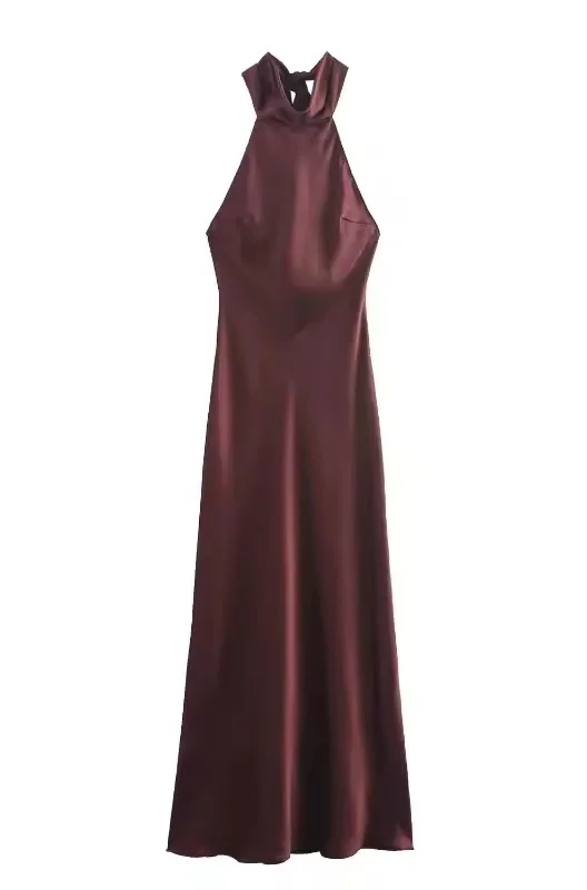 Elegant Satin Silk Occasion Maxi Dress