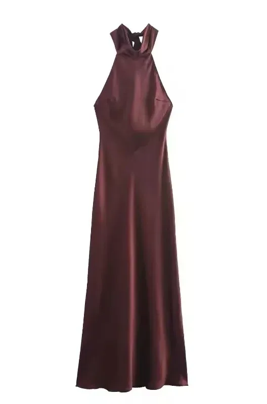 Elegant Satin Silk Occasion Maxi Dress