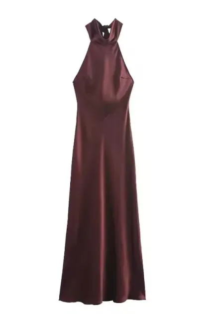Elegant Satin Silk Occasion Maxi Dress