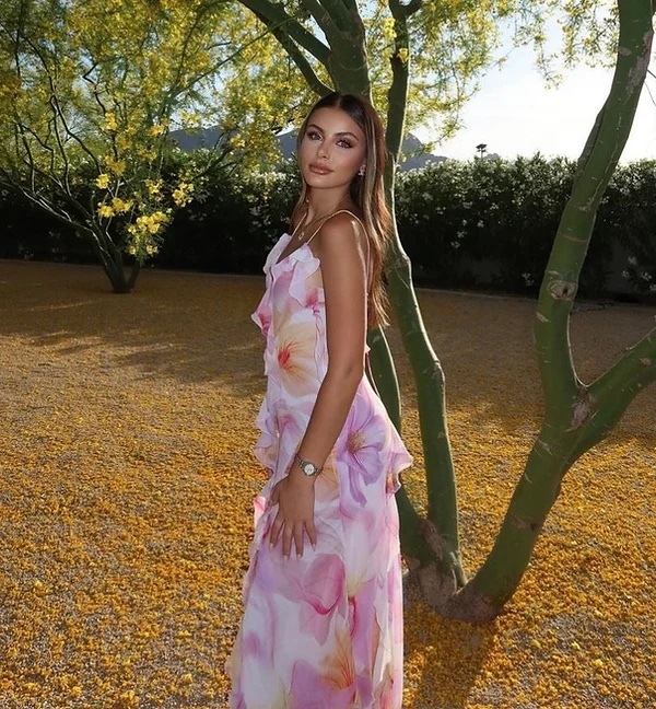 Floral Print Dress Summer Irregular Ruffle Maxi Vacation Dress