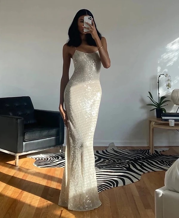 Sequin Glitter Bodycon Party Maxi Dress