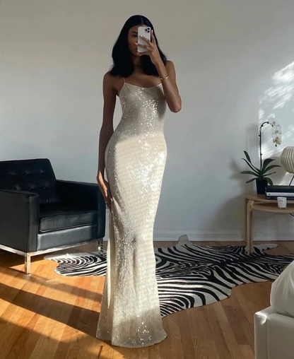 Sequin Glitter Bodycon Party Maxi Dress
