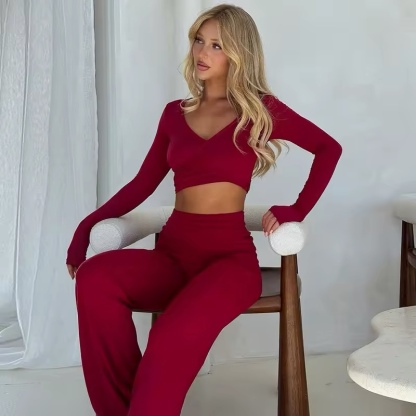 Long Sleeve Pilates Yoga Sport Set Top & Bottoms