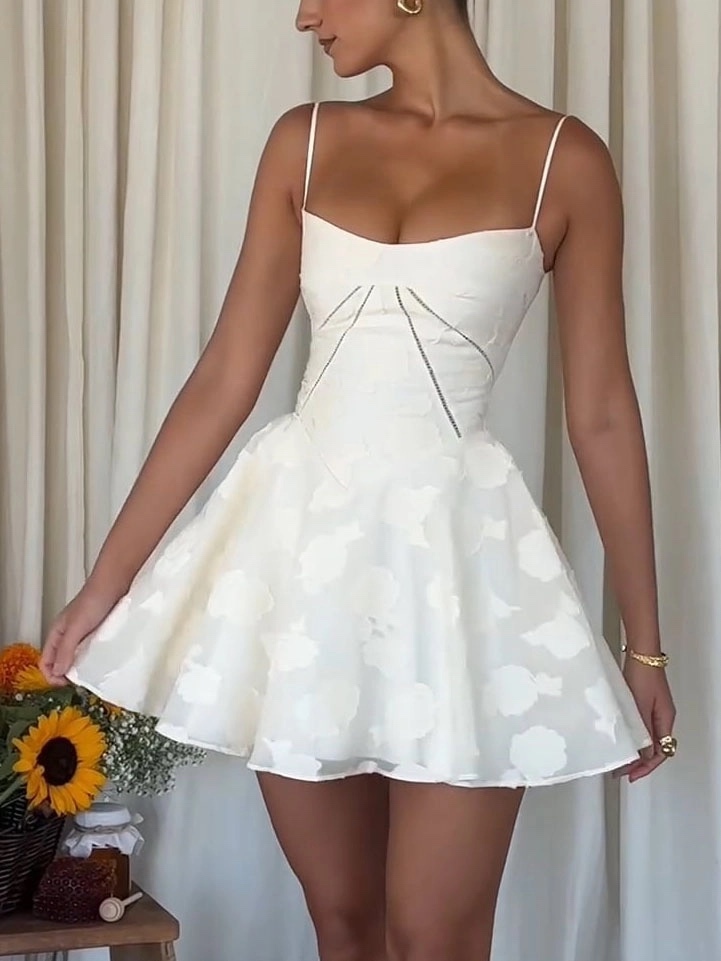 Spaghetti Strap A Line Summer Vacation Mini Dress