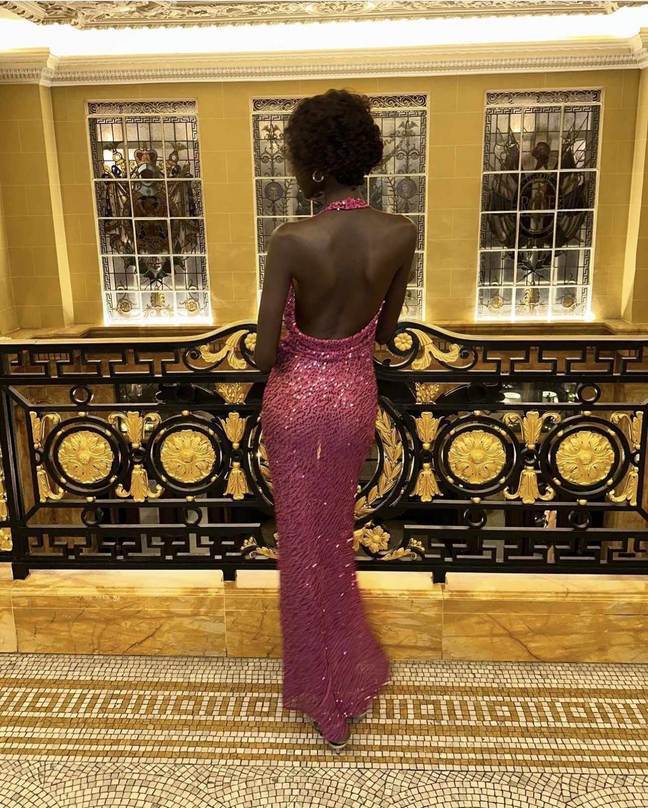 Pink Halter Sequin Glitter Party Maxi Dress