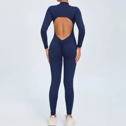 Long Sleeved Backless Bodycon Gym Outfit