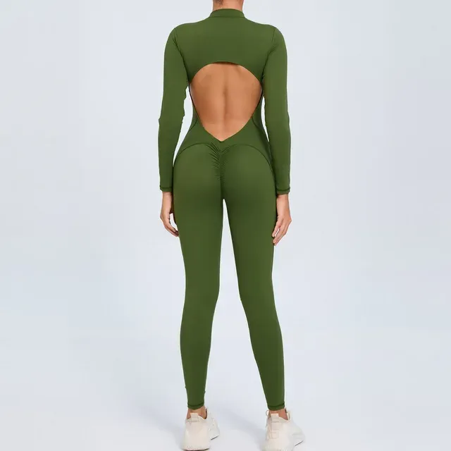 Long Sleeved Backless Bodycon Gym Outfit