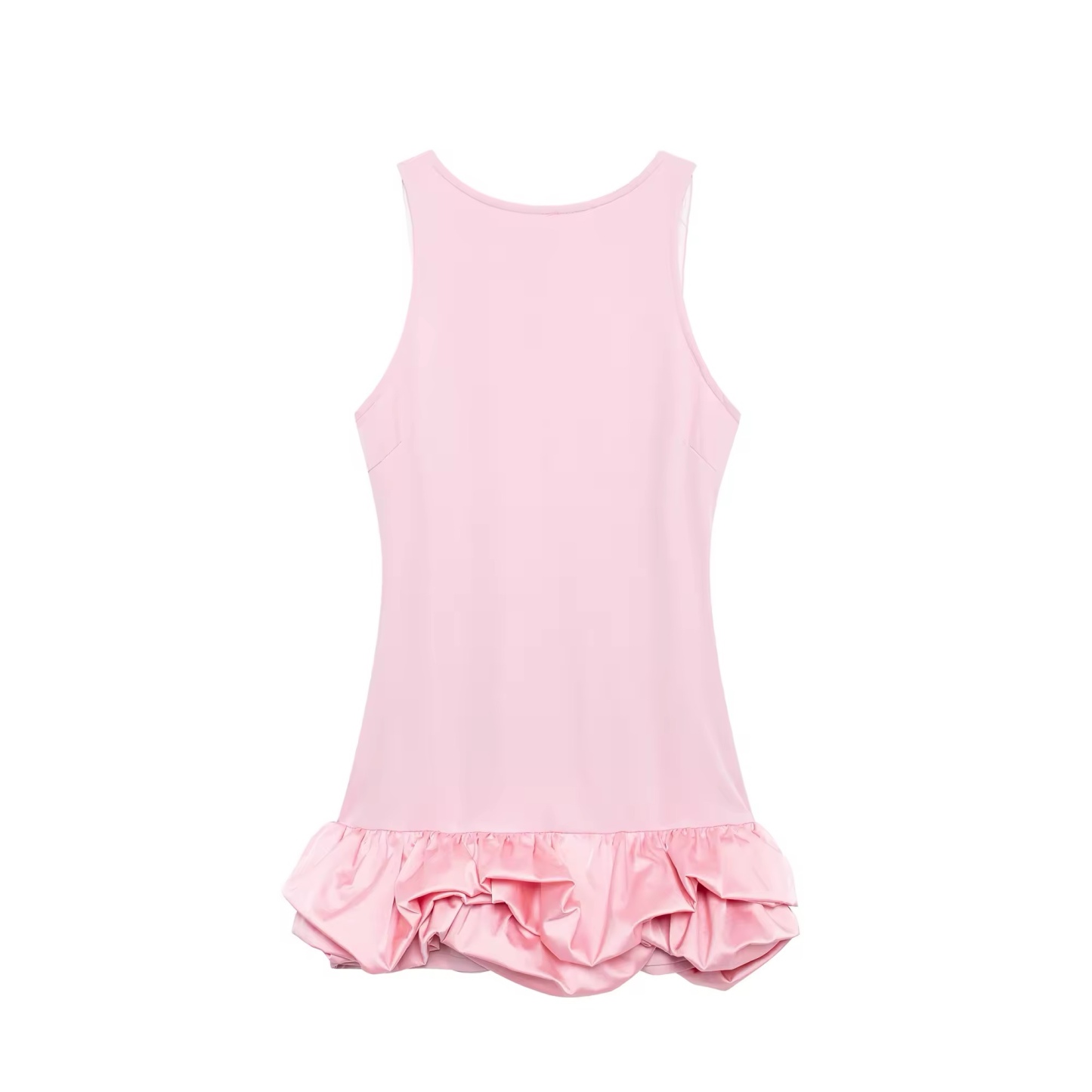 Bubble Hem Ruffle Sleeveless Mini Dress With Built in Shorts