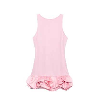 Bubble Hem Ruffle Sleeveless Mini Dress With Built in Shorts