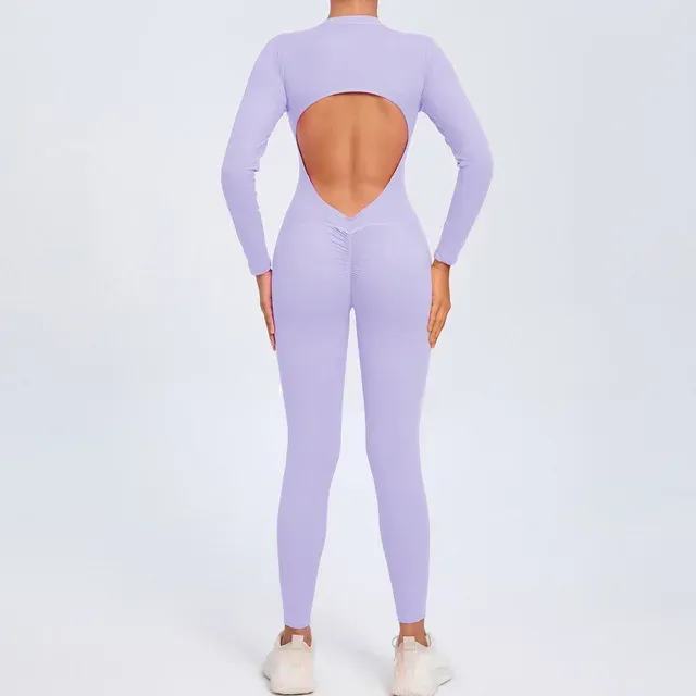 Long Sleeved Backless Bodycon Gym Outfit