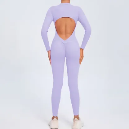 Long Sleeved Backless Bodycon Gym Outfit