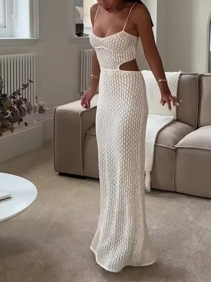 Crochet Beach Summer Sleeveless Backless Maxi Dress