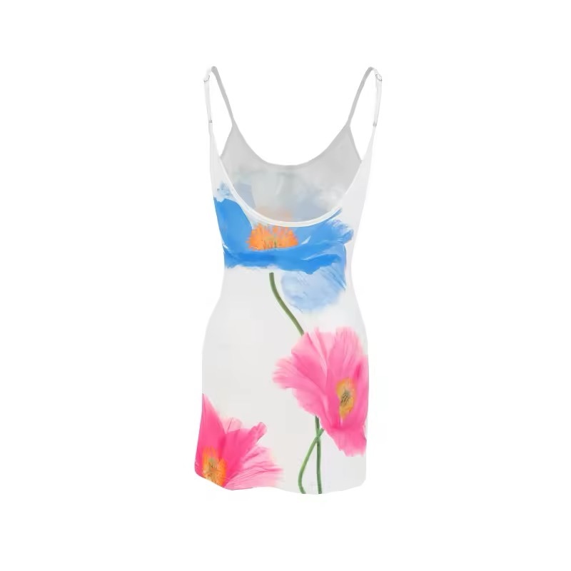 Floral Summer Holiday Spaghetti Strap Mini Dress