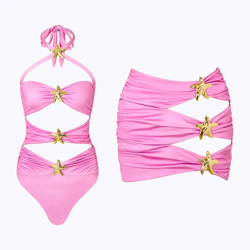 Starfinsh Cut Out One Piece Bikini Set