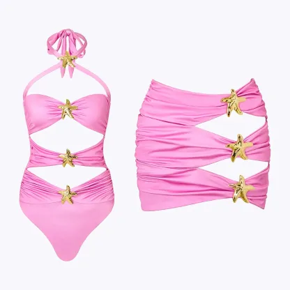 Starfinsh Cut Out One Piece Bikini Set