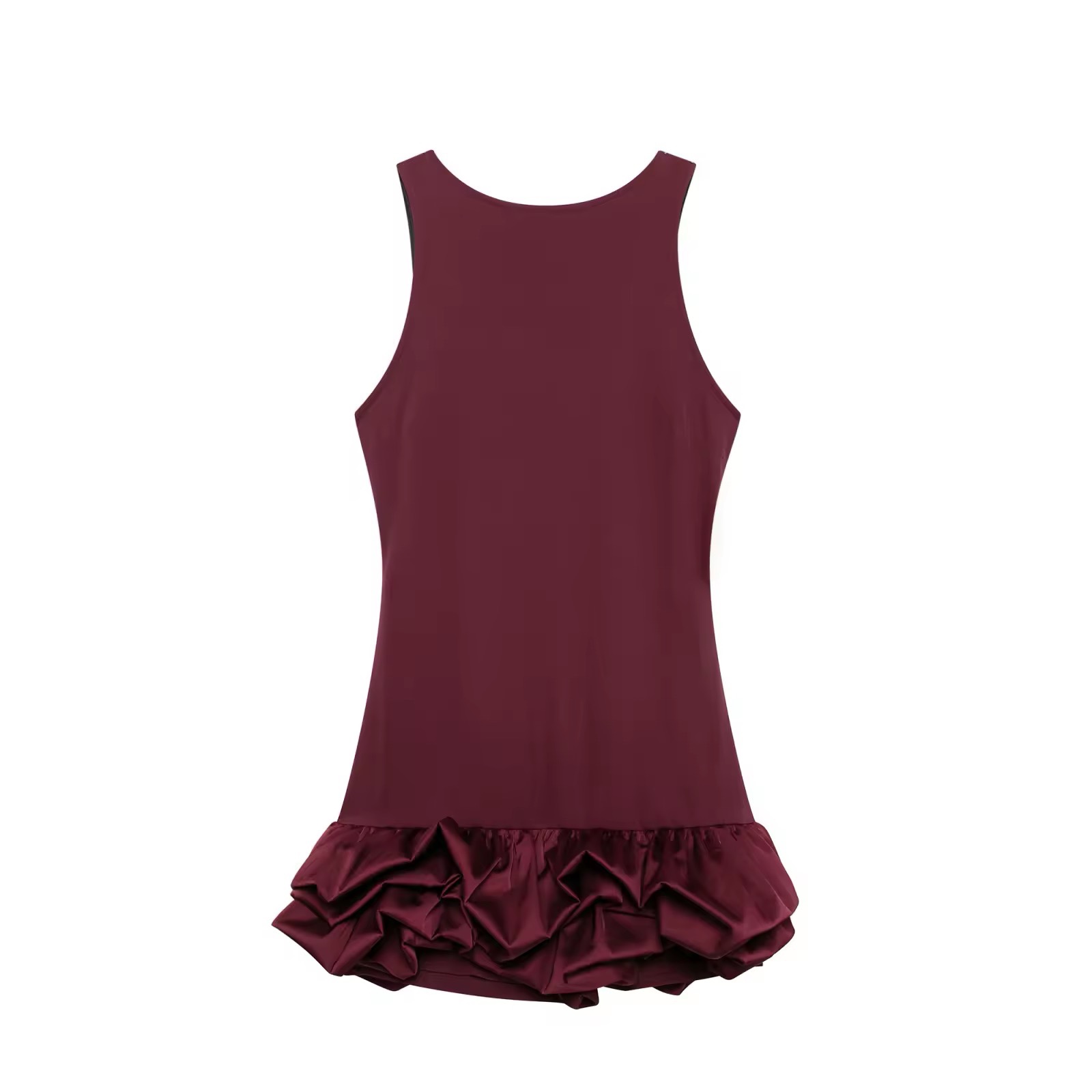 Bubble Hem Ruffle Sleeveless Mini Dress With Built in Shorts
