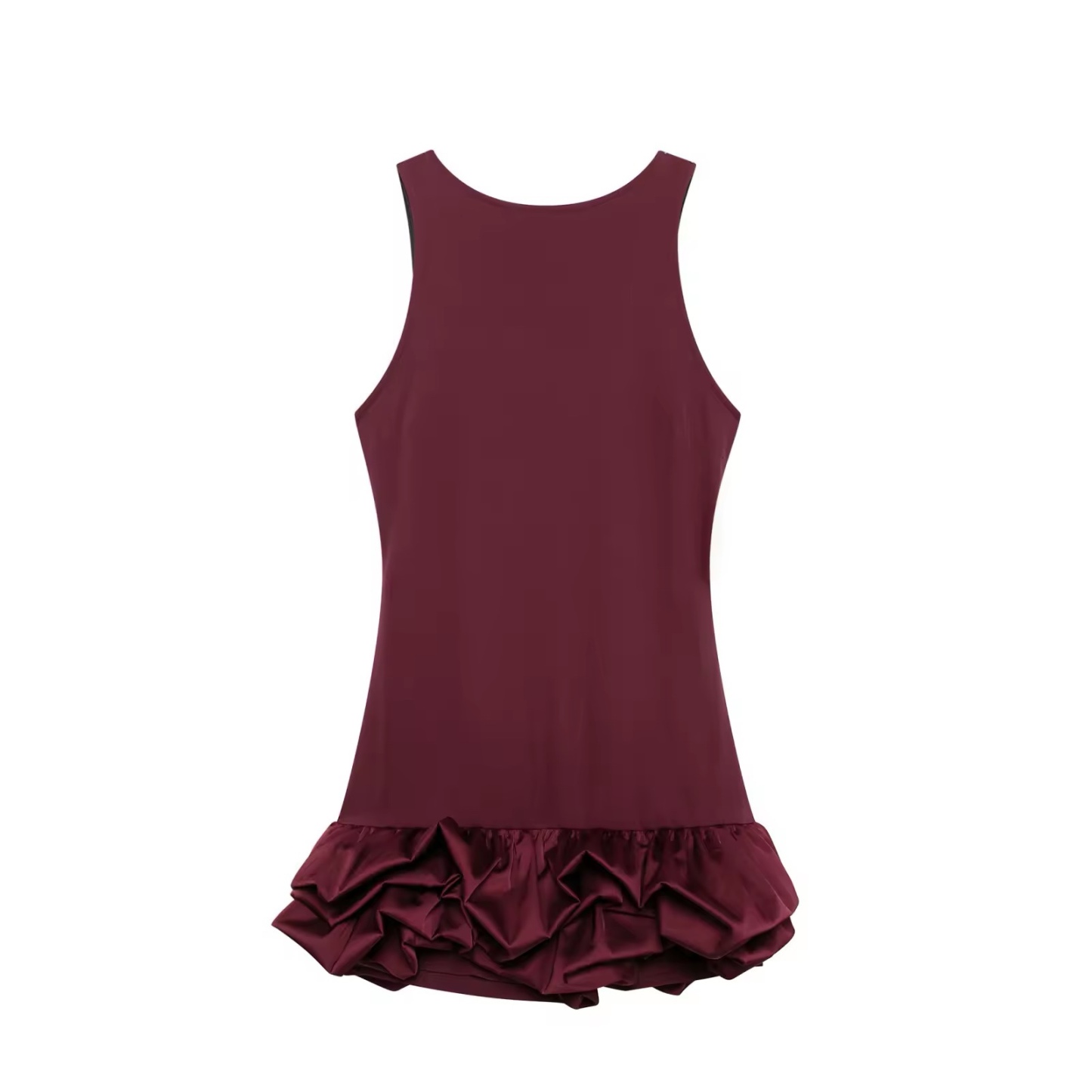 Bubble Hem Ruffle Sleeveless Mini Dress With Built in Shorts