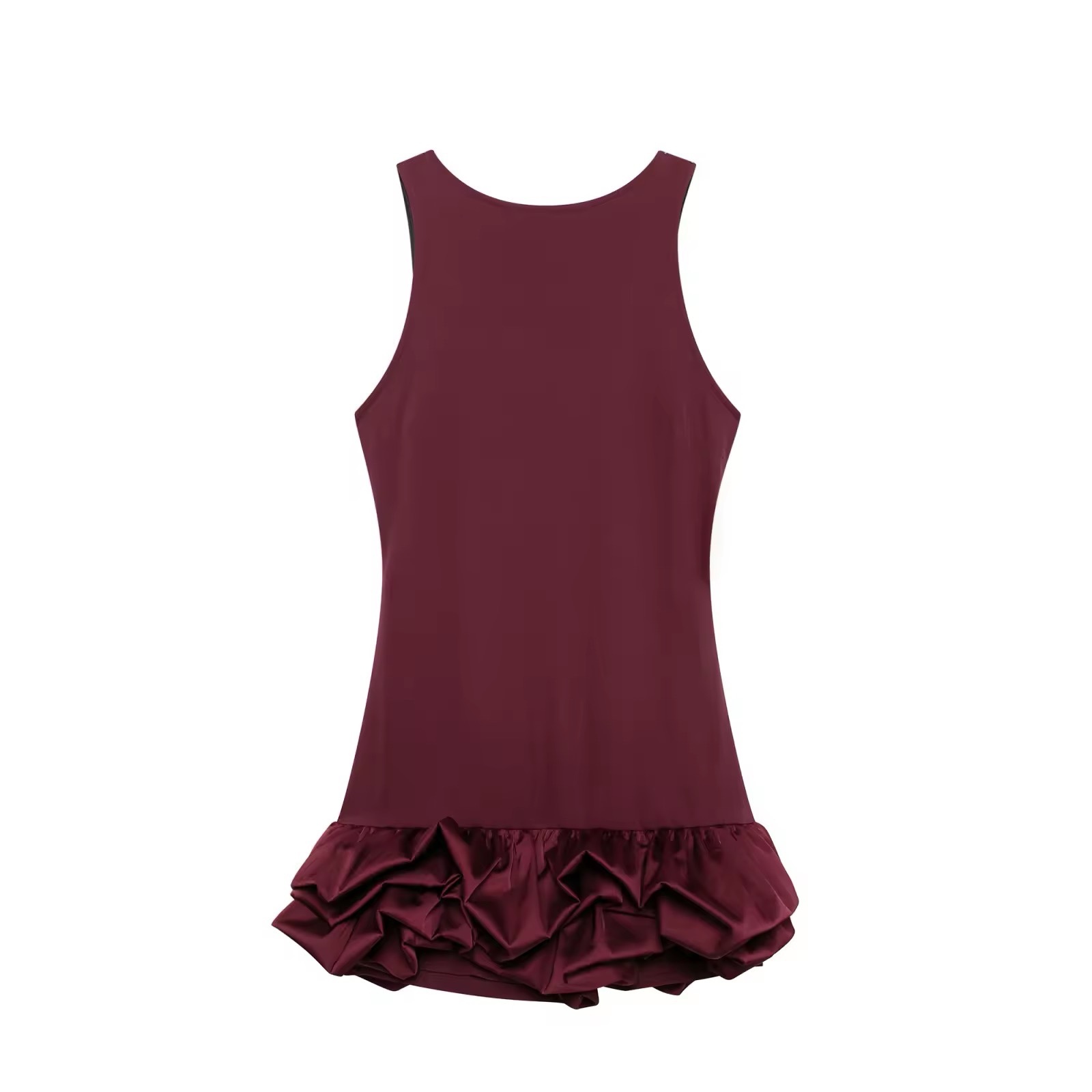 Bubble Hem Ruffle Sleeveless Mini Dress With Built in Shorts