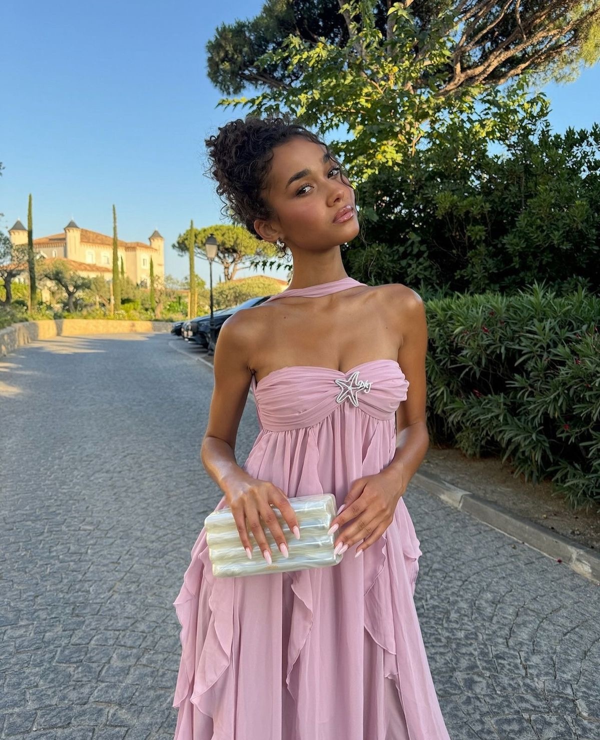 Elegant Ruffle Layered Strapless Maxi Dress