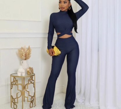 Crop Top & Flare Bottoms Bodycon Set