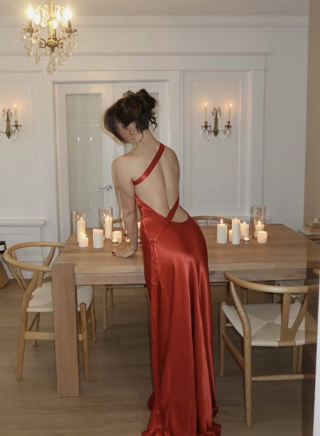 Red One Shoulder Backless Elegant Maxi Dress
