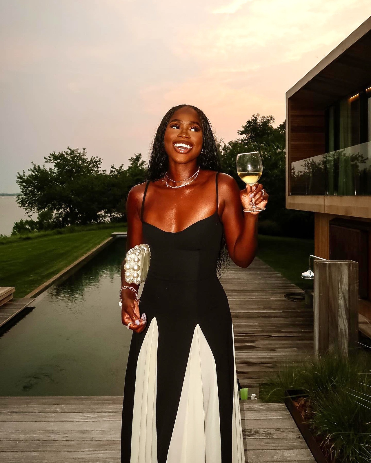 Two Tone Contrast Elegant Sleeveless Maxi Dress