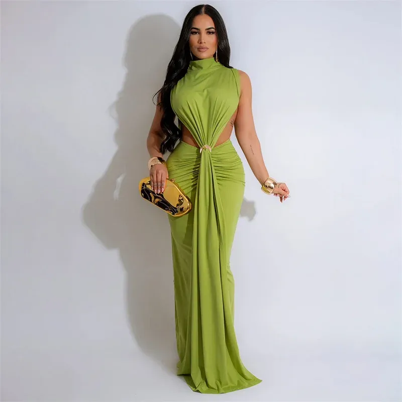 Gold Ring Detail Bodycon Maxi Dress
