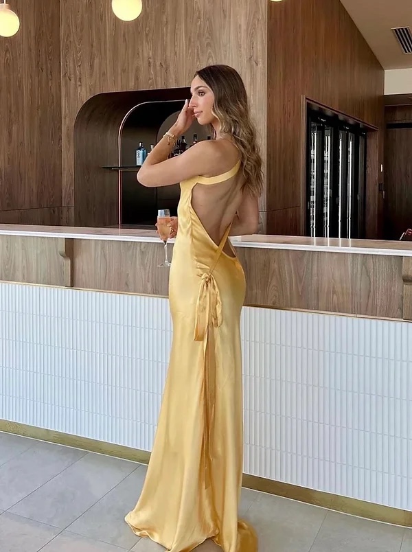 Backless One Shoulder Backless Maxi Dress
