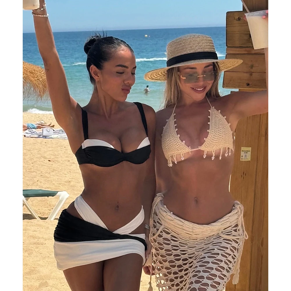 Contrast Color 3 Piece Micro Bikini Set