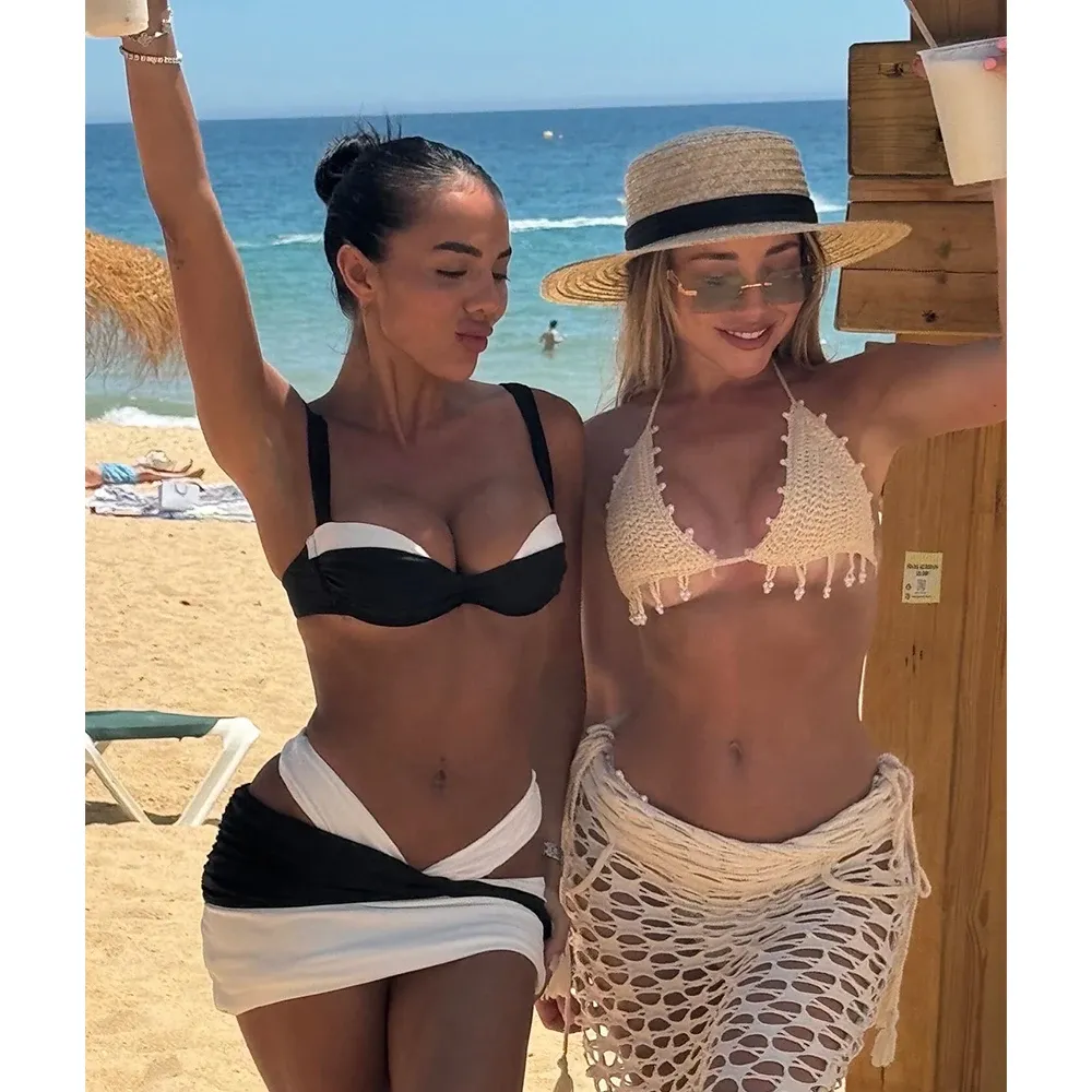 Contrast Color 3 Piece Micro Bikini Set