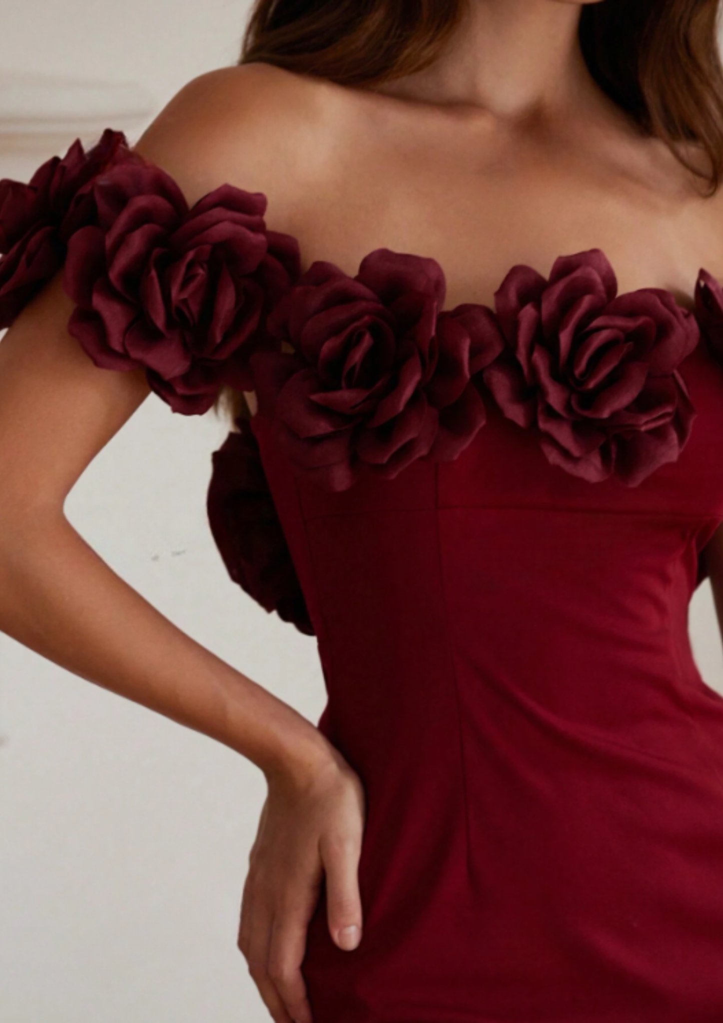 3D Floral Off Shoulder Hem Mini Dress