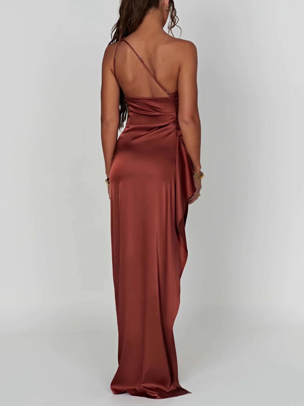 One Shoulder Formal Occasion High Slit Maxi Dress