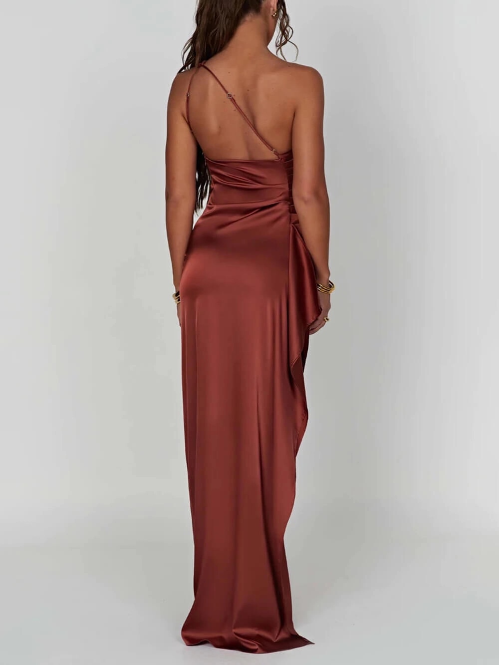 One Shoulder Formal Occasion High Slit Maxi Dress