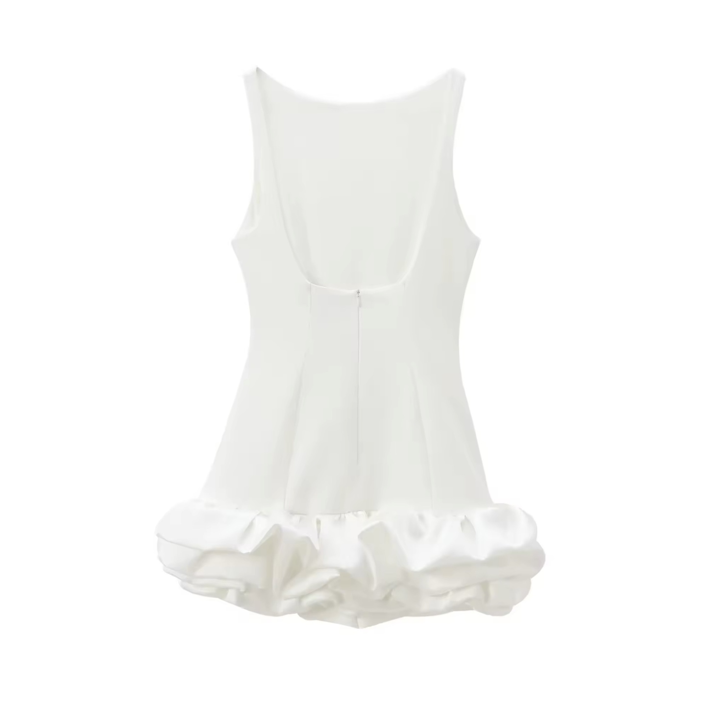 Bubble Hem Ruffle Sleeveless Mini Dress With Built in Shorts