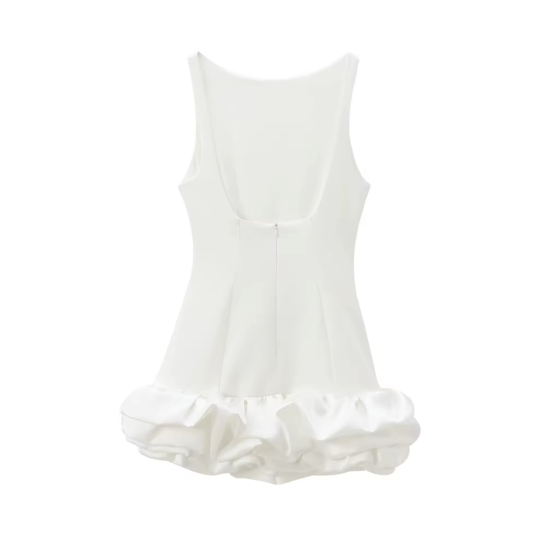 Bubble Hem Ruffle Sleeveless Mini Dress With Built in Shorts