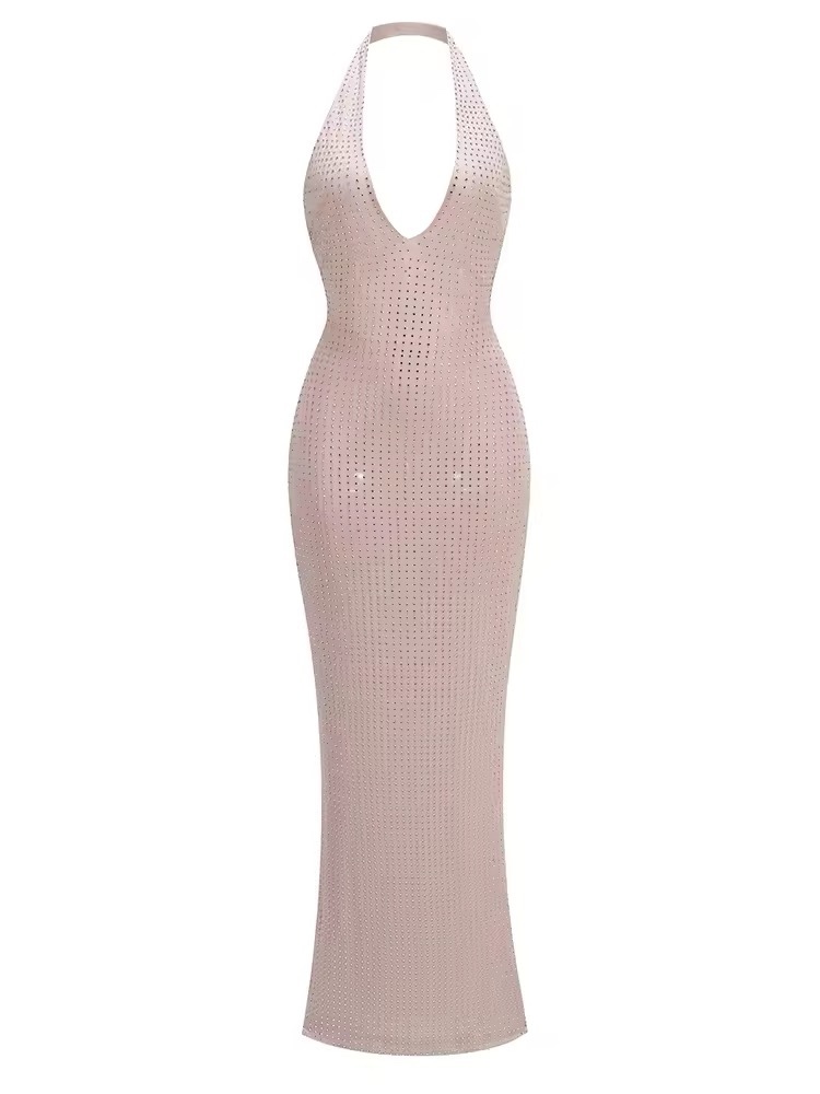 Halter Scoop V Neck Sequin Party Maxi Dress
