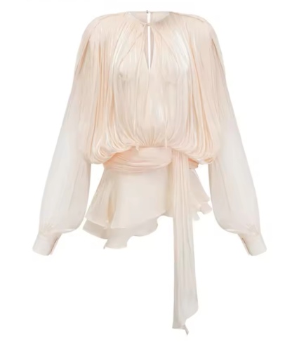 Long Sleeve Lace Tie Up Satin Silk Short Mini Dress