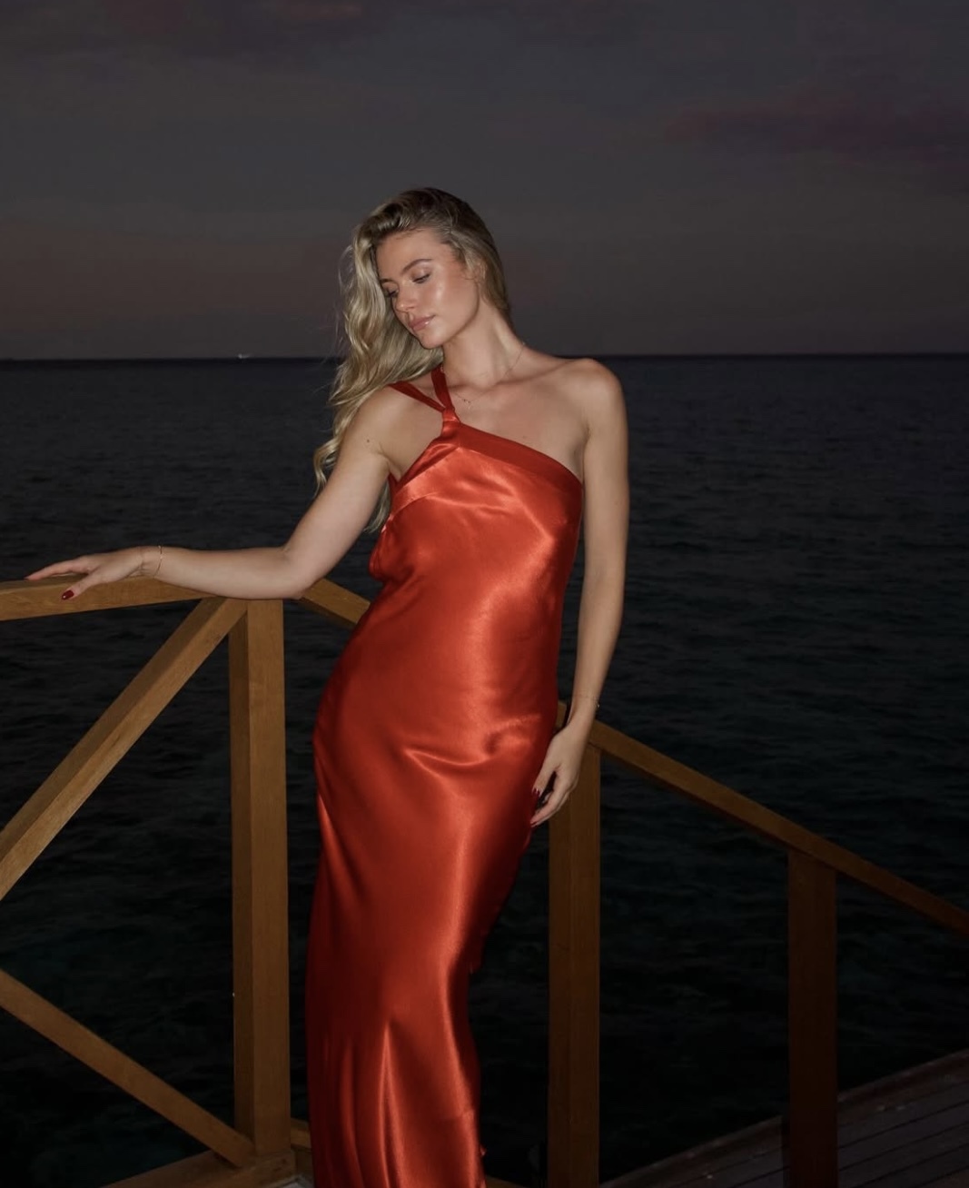 Red One Shoulder Backless Elegant Maxi Dress