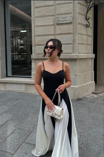 Two Tone Contrast Elegant Sleeveless Maxi Dress