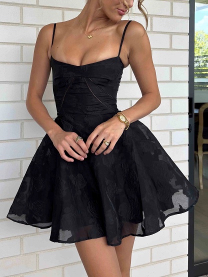 Spaghetti Strap A Line Summer Vacation Mini Dress