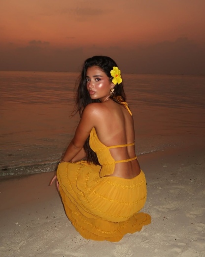 Orange Summer Vacation Holiday Backless Crop Top & Maxi Skirt Set